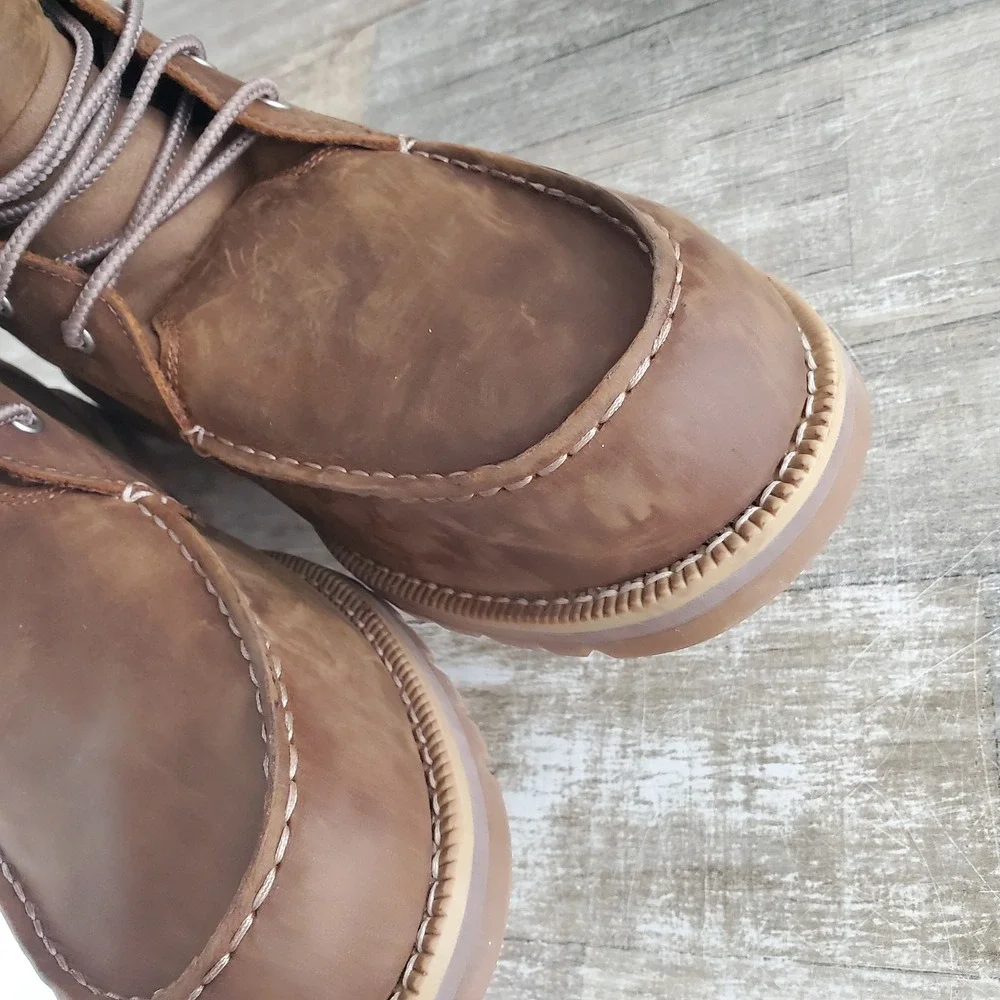 Timberland Redwood Falls Mens Ankle Boot Sz 13 Cognac Waterproof Lace Up Moc Toe